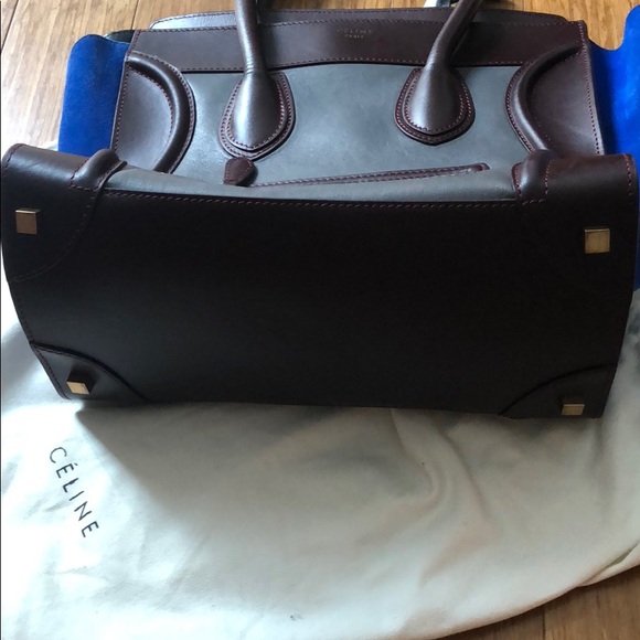 Celina Luggage Bag burgundy leather Blue suede - Picture 7 of 8